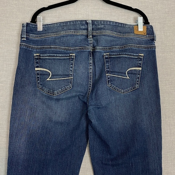 American Eagle Original Boot Stretch Jeans Sz 14 Long Factory Fade - Picture 4 of 10